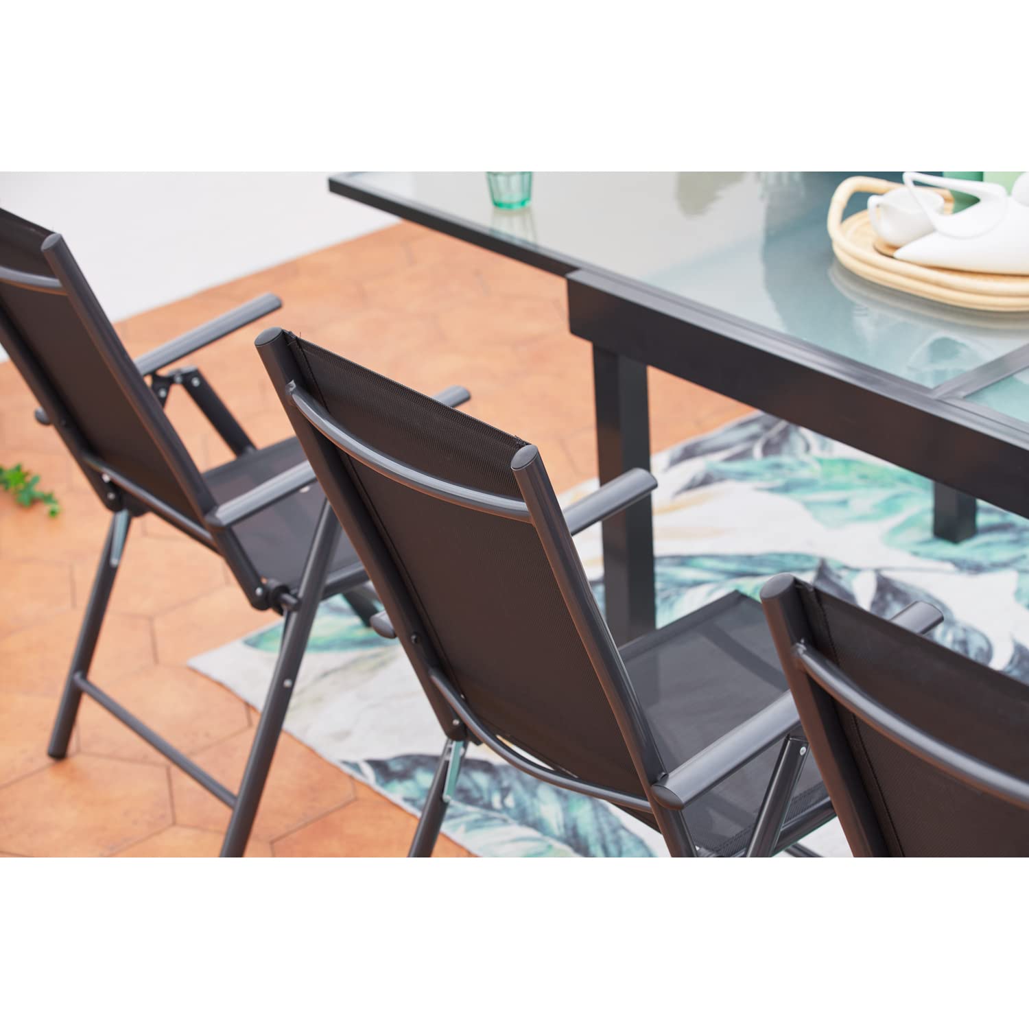 CONCEPT USINE Salon de Jardin Brescia Aluminium Gris 8 Places