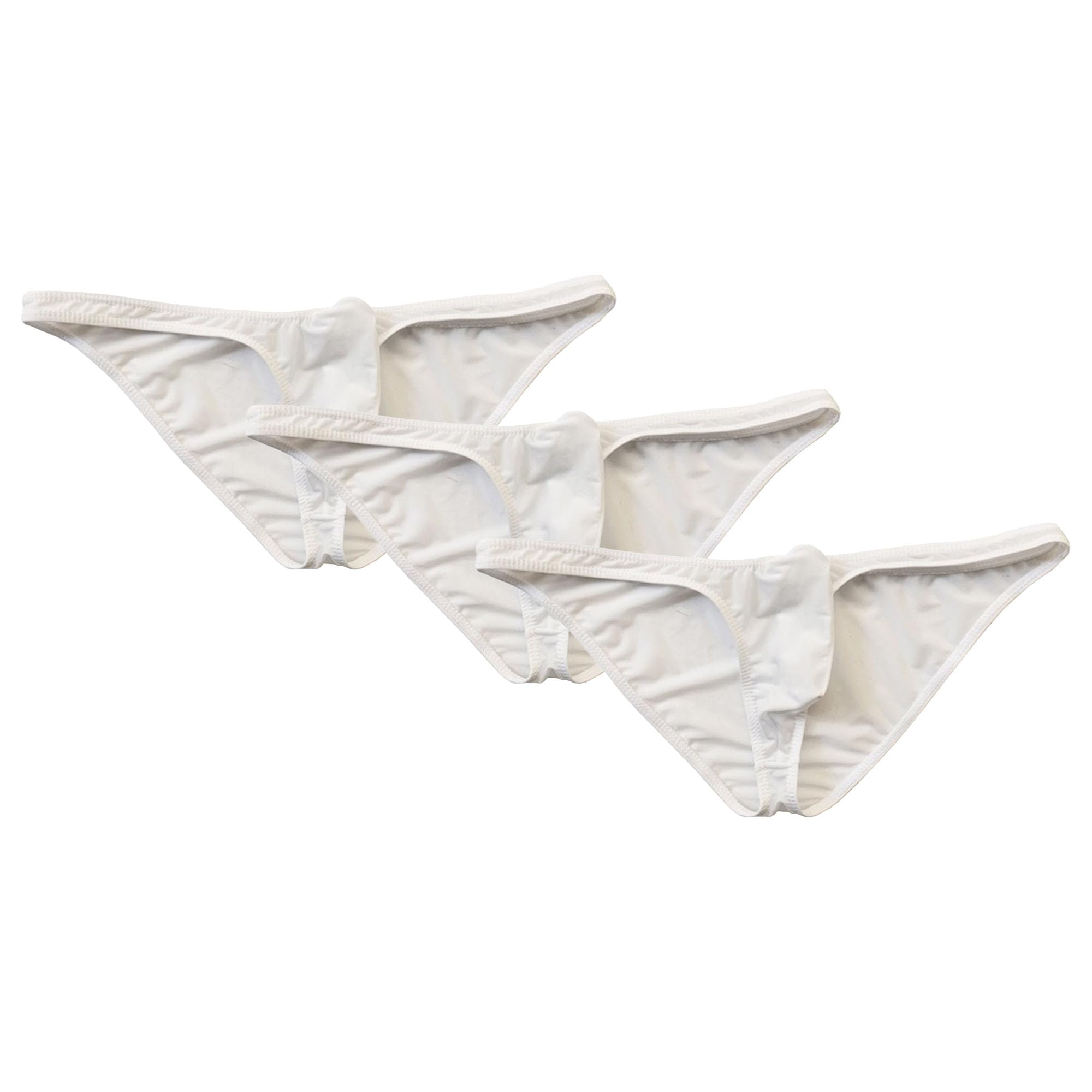 JEKE-DG Men's Low Waist Ice Silk Underwear Solid Color Triangle Panties Breathable Thin Bikini Briefs Underwear (XX-Large,White -3Pc)