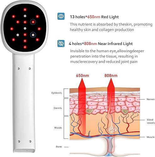 Miniatura 2 de LASEPREHT Dispositivo de terapia de luz roja de mano, dispositivo portátil del alivio del dolor, instrumento infrarrojo de la terapia de 650nm 808nm