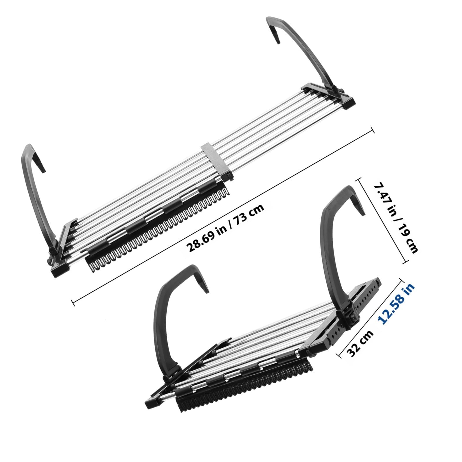 Stendibiancheria 42-73 Cm da Finestra in Inossidabile e Abs, Design Pieghevole, Portata Fino a 10kg, per e Corridoi