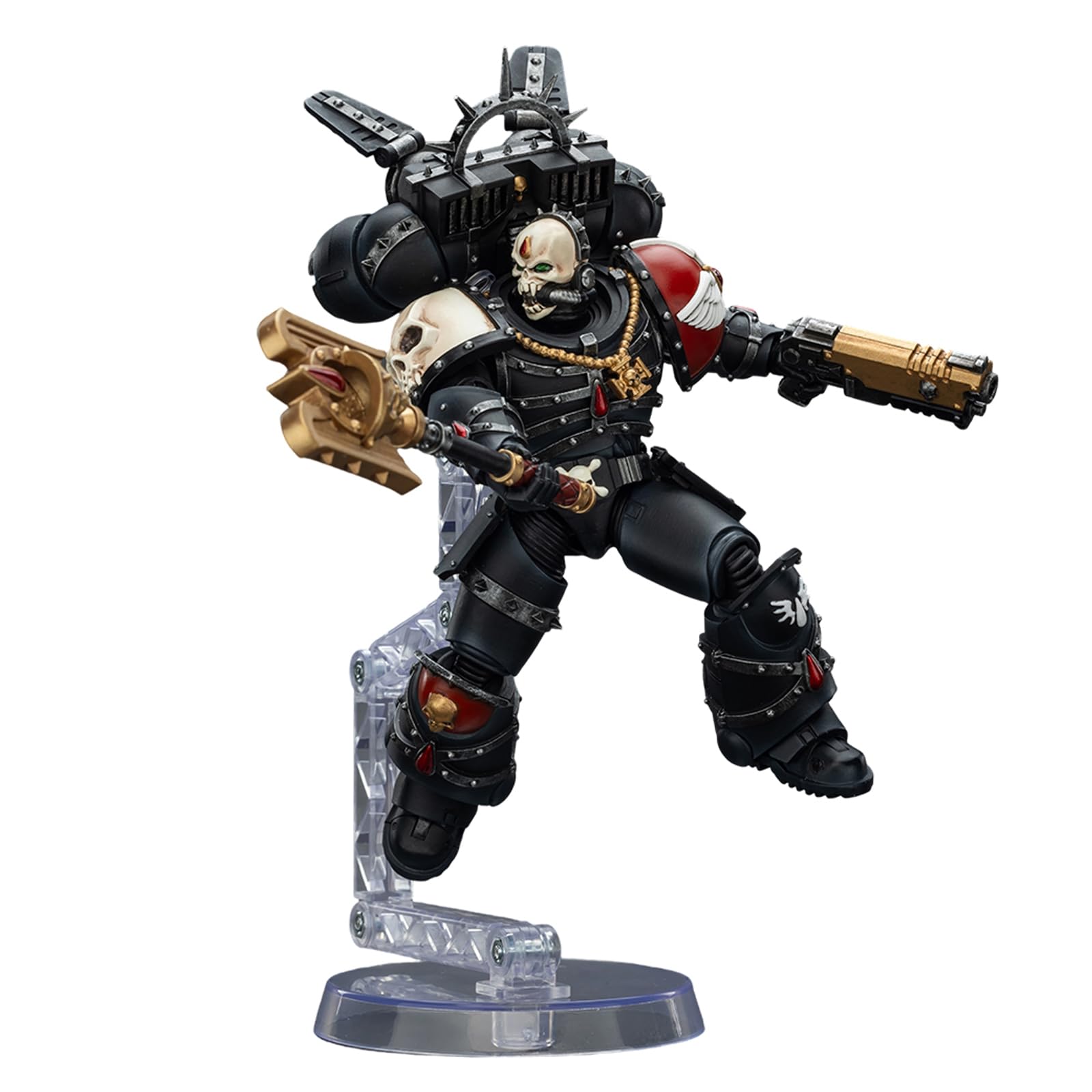 GWTCTOY JoyToy Warhammer 40K Genuine License 1:18 Action Figures, Blood Angels Lemartes With Jump Pack,Blood Crozius and Absolver Bolt Pistol