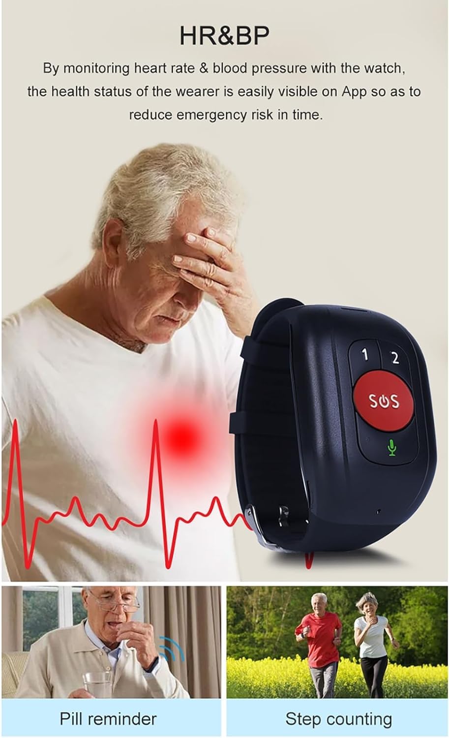 Localizzatore GPS 4G Per Anziani E Demenza, Localizzatore Personale, Braccialetto Anti-smarrimento, Chiamata Rapida, Allarme Caduta, Promemoria Farmaci, Citofono Vocale, Adatto Per Autismo, Bisogni S