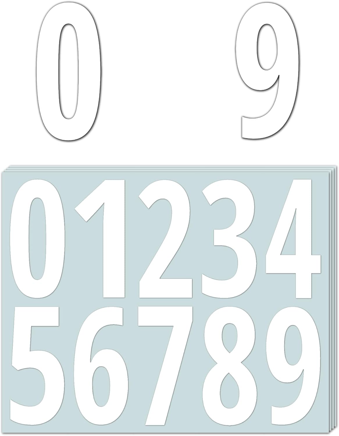 200 Pieces, 4 inch - Vinyl Number Stickers, Waterproof Stick on Numbers Labels - White
