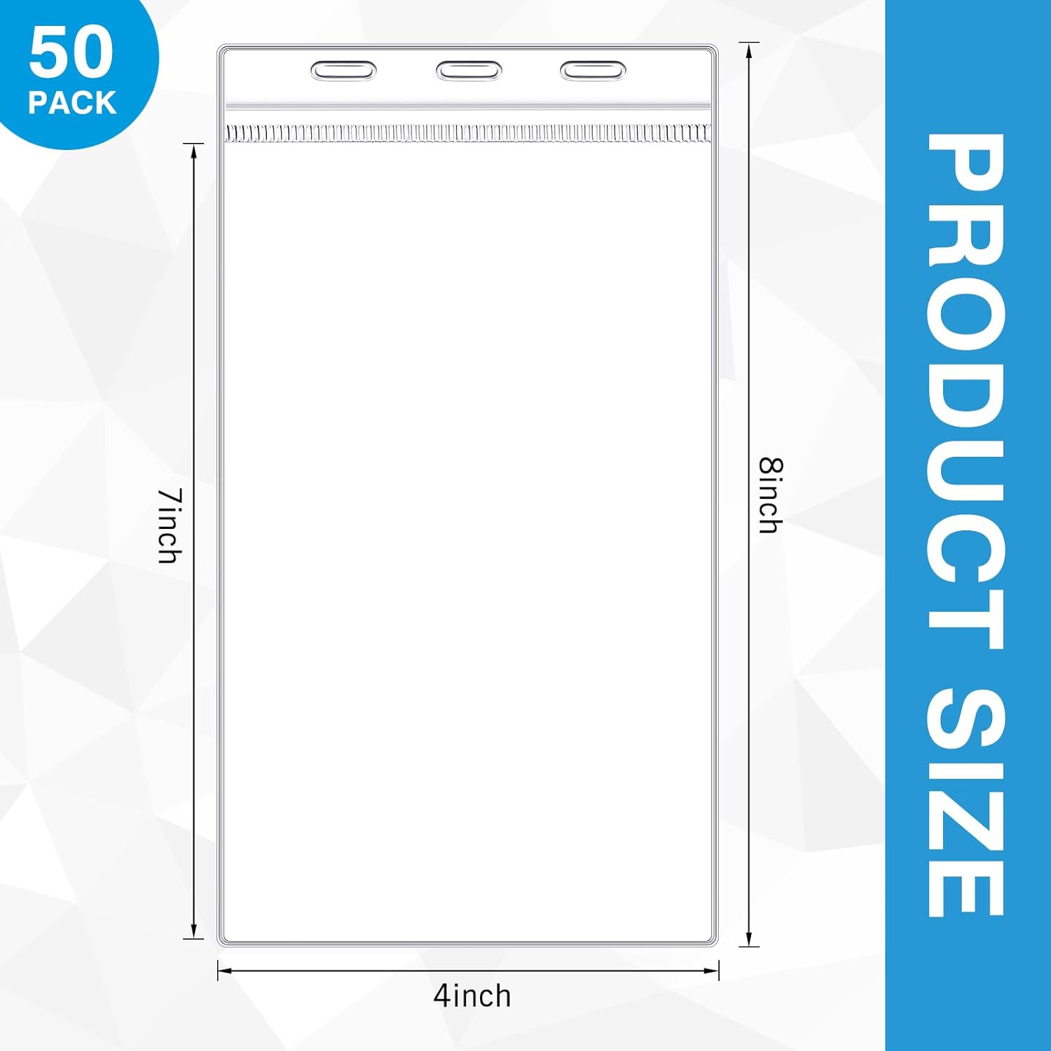 Patelai 50 Pcs 4 x 8 Inch Plastic Badge Holder Bulk Clear Vinyl ID Protector Sleeves Card Ticket Credential Badge Sleeves Vertical Waterproof Name Tag Holder for Sporting Events - Image 2