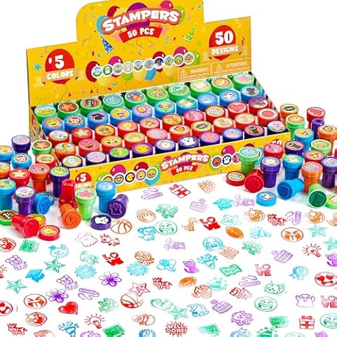 JOYIN 50 Pcs Colourful Self-Ink Stamps Set Cover