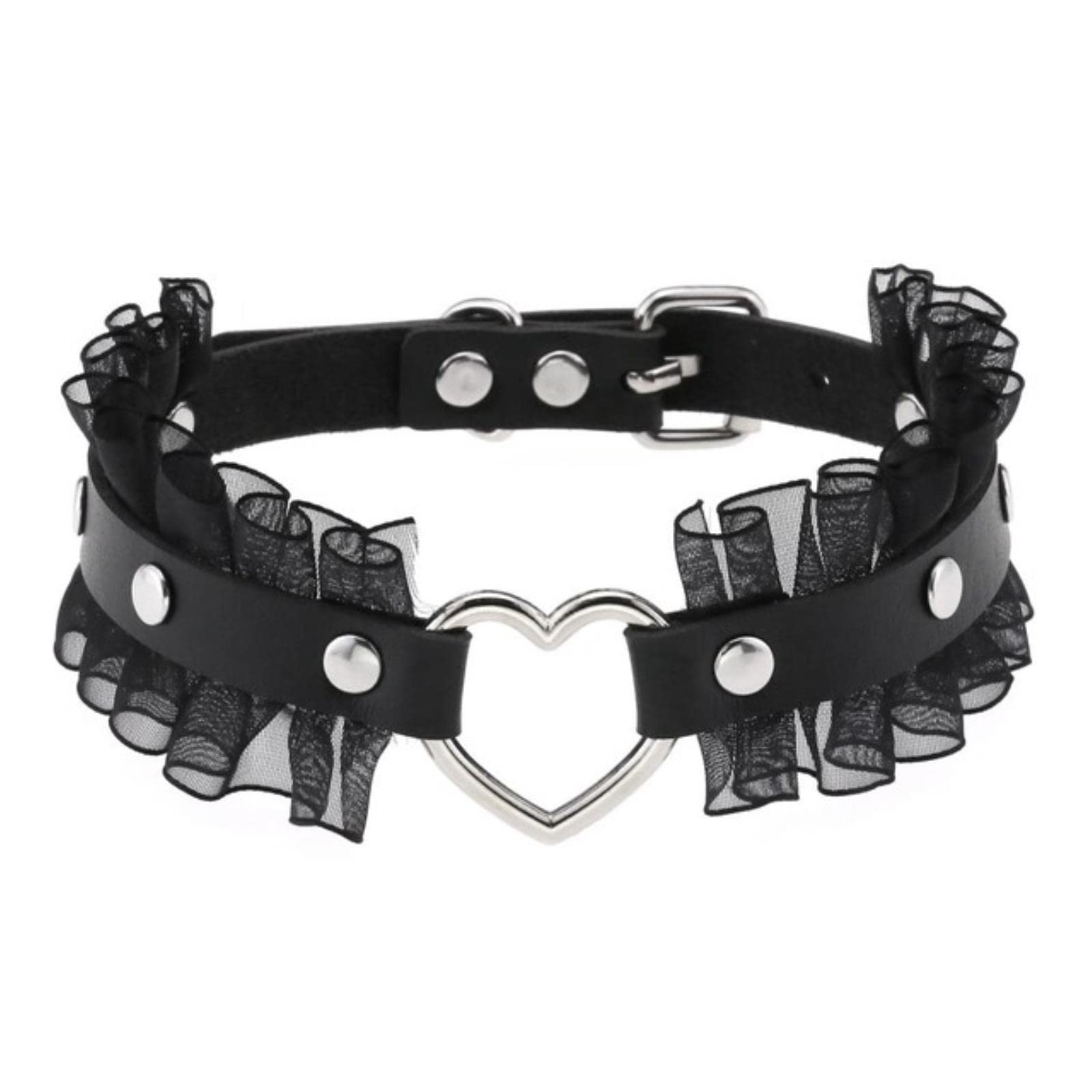 WSZJLN Sexy Punk Choker Collar Black Leather Necklace Women Cosplay Goth Lace Spike Choker Belt Gothic Jewelry Harajuku Gifts-Style 9