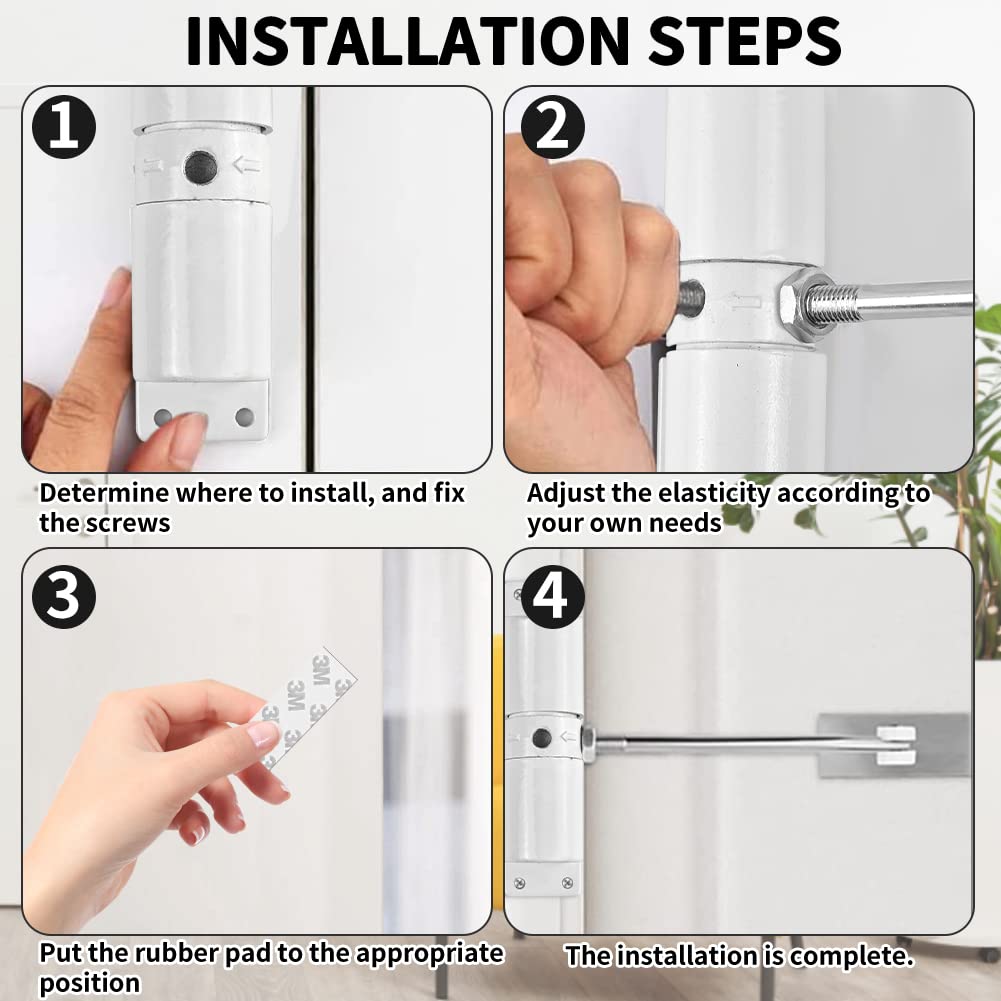 Automatischer Türschließer - Dämpfungspuffer Für Holz- Und Aluminiumtüren Weiß
