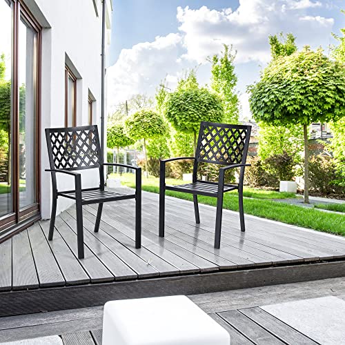 Phi Villa Wrought Iron Patio Dining Chairs, Stackable Black Outdoor Patio Chairs Set Of 2, Metal Patio Chairs thumb #1
