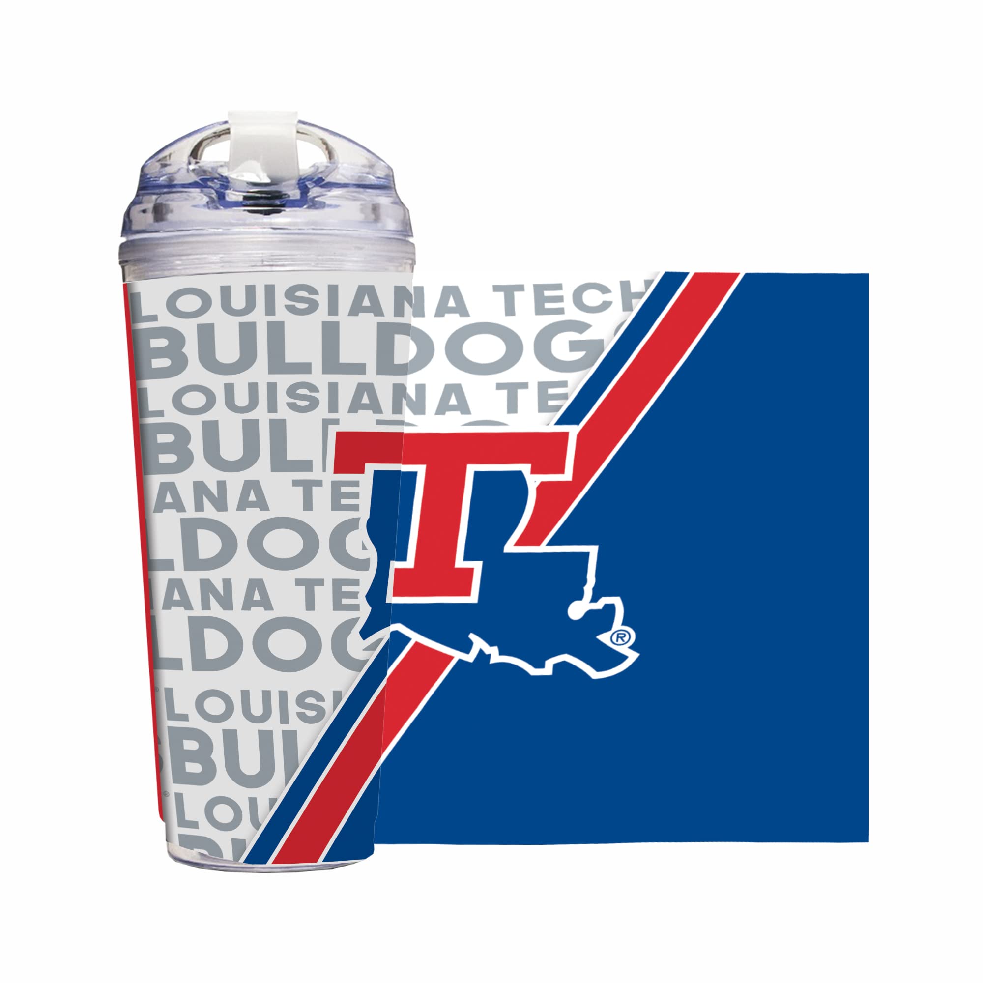Gobelet avec paille Louisiana Tech Bulldogs 710ml double paroi acrylique