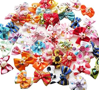 RIMOBUL Yorkie Pet Hair Bows Rubber Bands - Pack of 50