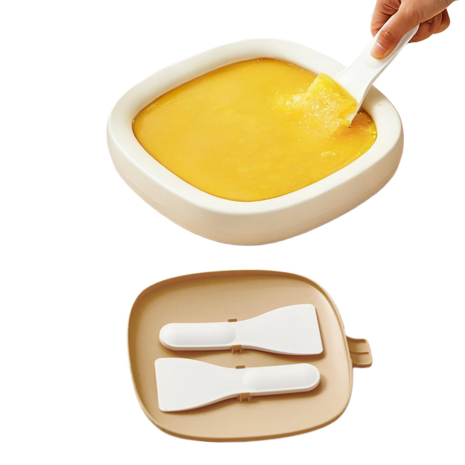 Máquina para hacer helado, con tapa y 2 espátulas, para hacer helados con ruedas, para postres caseros, sorbete de frutas, actividades divertidas familiares, té de la tarde