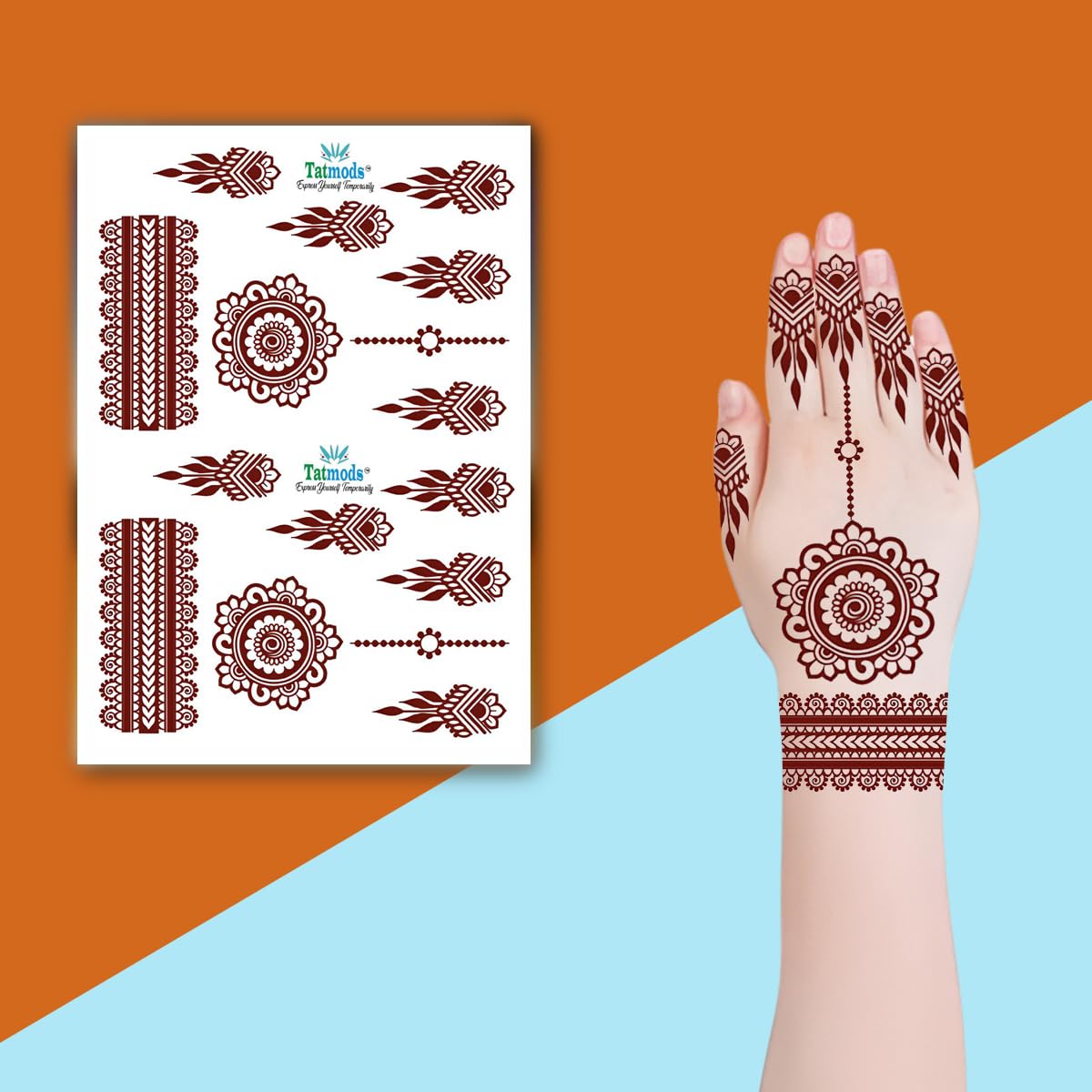 Peacock Motifs Design Henna Temporary Waterproof Body Tattoo (Marron) For Women and Girls-image-25