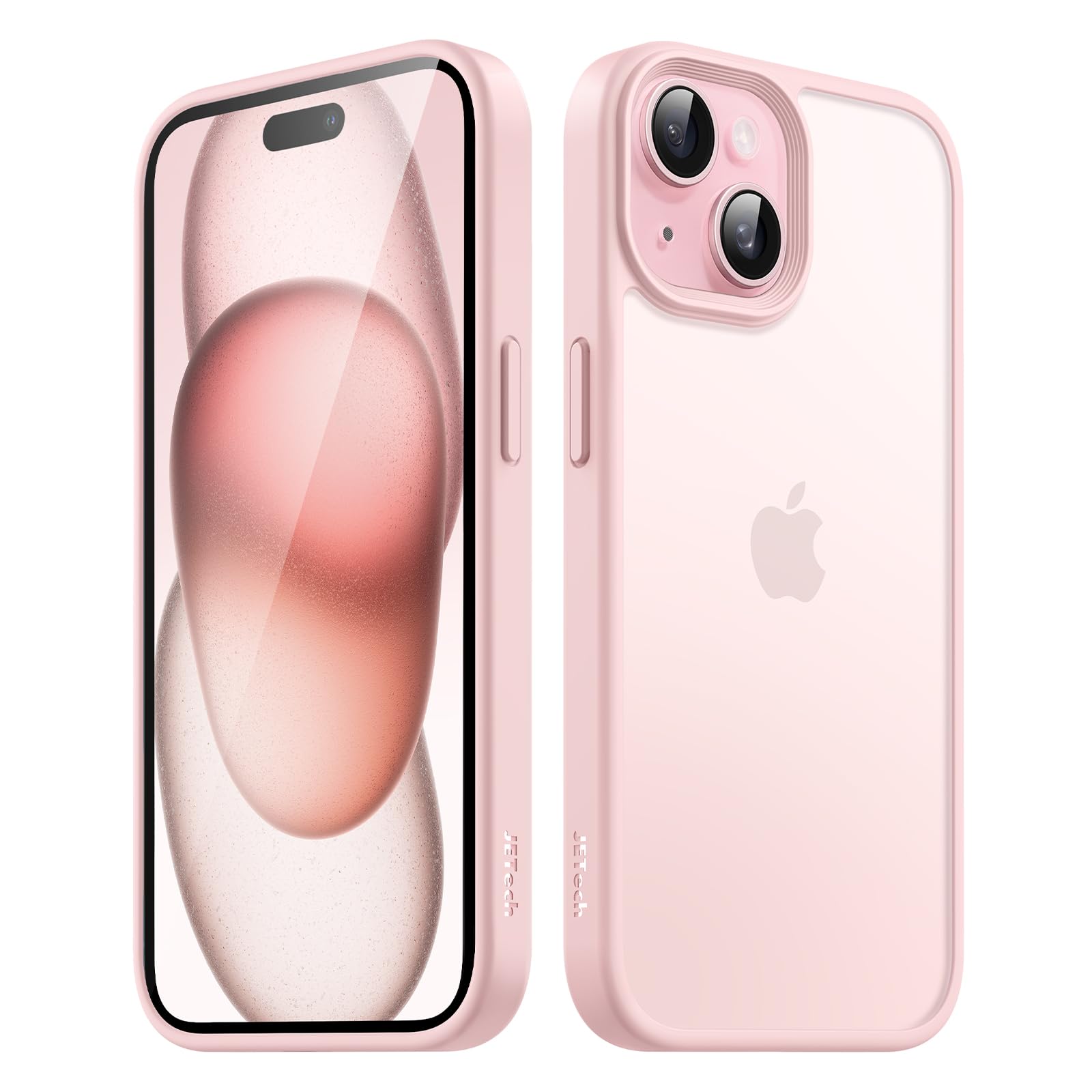 JETech Matte Case for iPhone 15 6.1-Inch, Shockproof Military Grade Drop Protection, Frosted Translucent Back Phone Cover, Anti-Fingerprint (Pink)