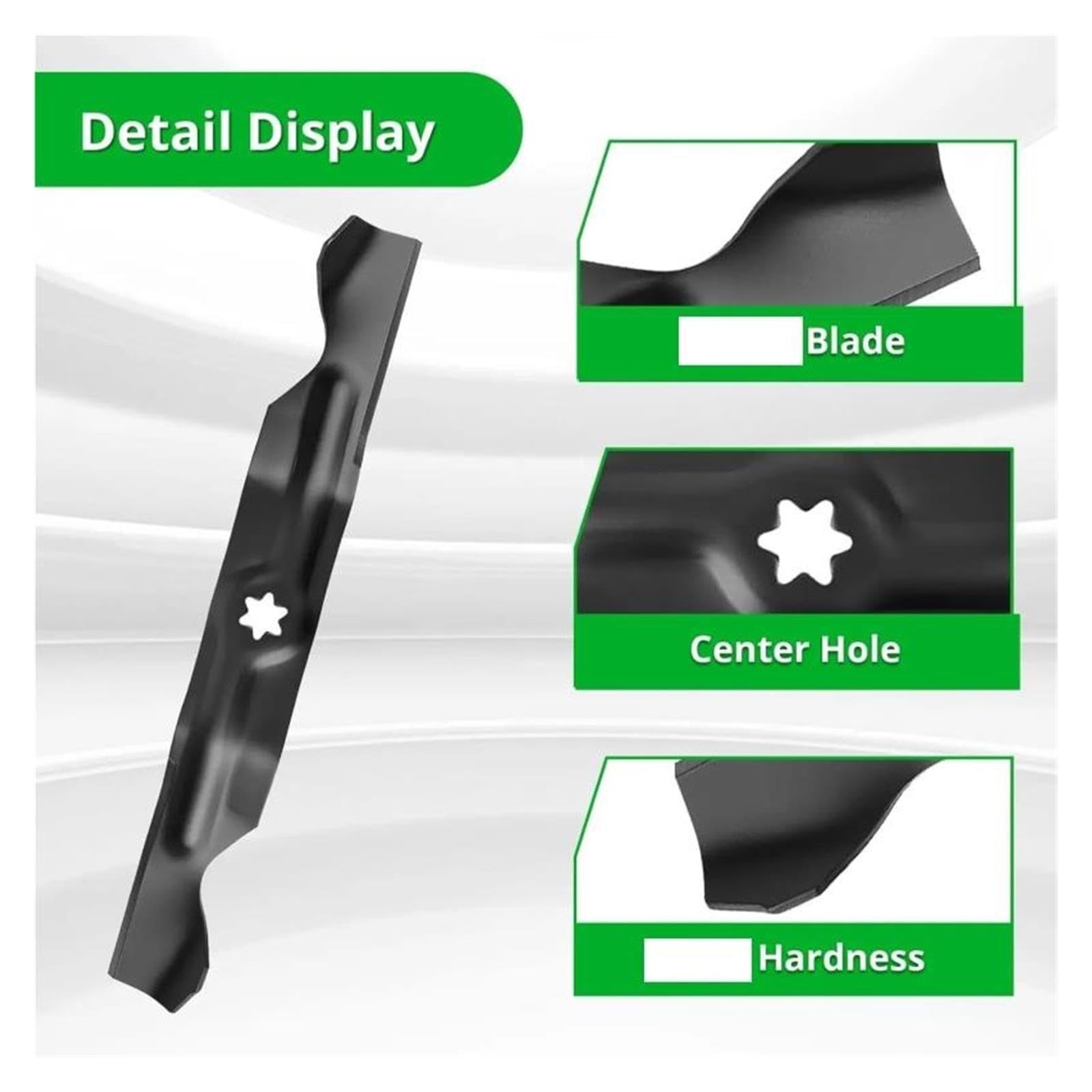 942-04053C Cuchillas for Cortacésped, 3 Unidades, Cubierta De 50 Pulgadas, Orificio Central En Forma De Estrella De 6 Puntas, Cuchillas for Mantillo Reemplaza A 742-04056, 942-04056