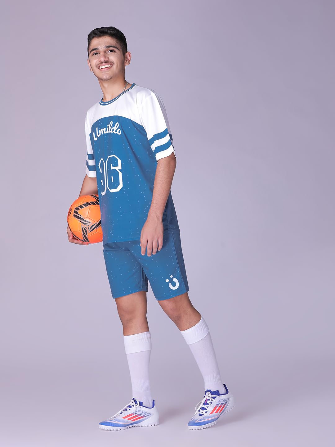 UMILDO Boy's Active Sports Wear Dry Fit Dot Printed Jersey for Multi Sports Activities | Jersey for Yoga Running Gym Football Basketball Game (4 to 16 Yrs)_Blue 3