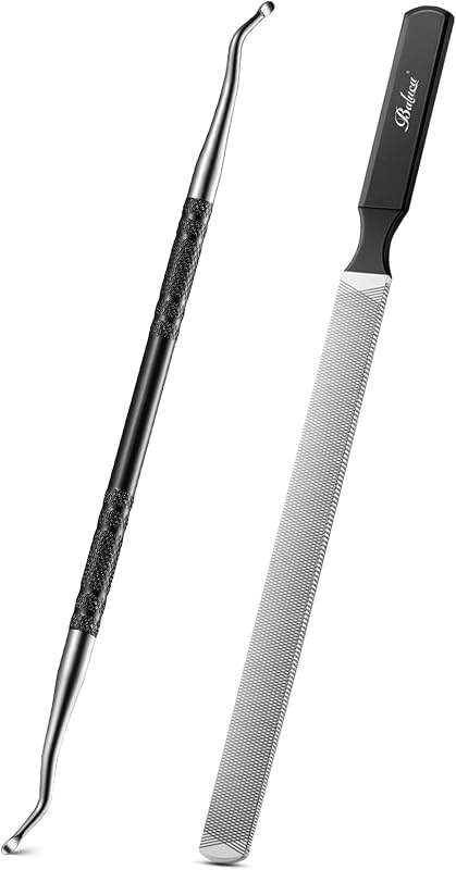 Toenail File for Thick Nails & Ingrown Relief | Heavy Duty Metal Emery Board with Toenail Lifter for Seniors, Coarse Grit & Durable Stainless Steel Design (Black, 1.0, Count, 180/240 Grit)