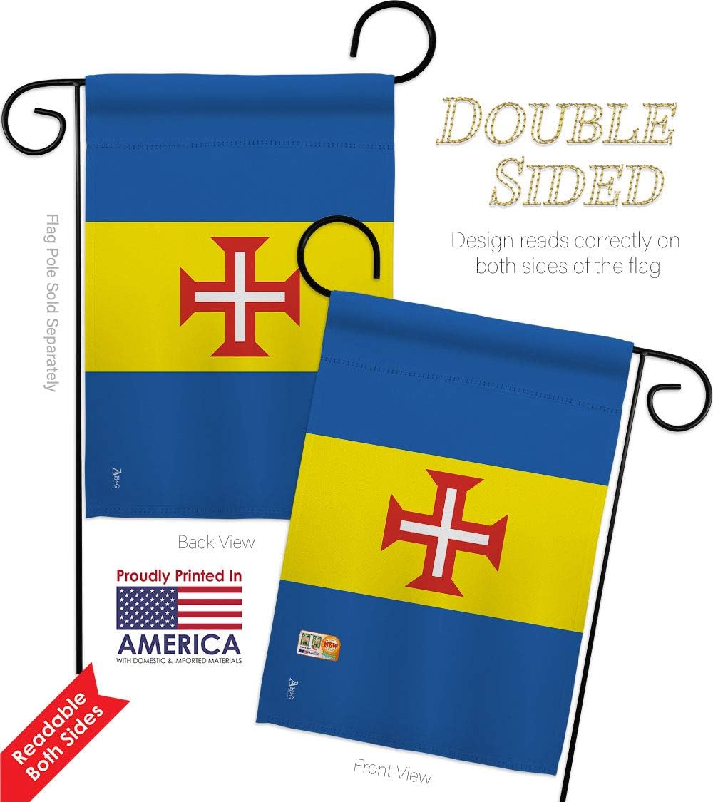 Madeira Garden Flag Set Wall Hanger Regional Nationality Nation International World Country Particular Area Small Decorative Gift Yard House Banner Double-Sided Made In USA 13 X 18.5