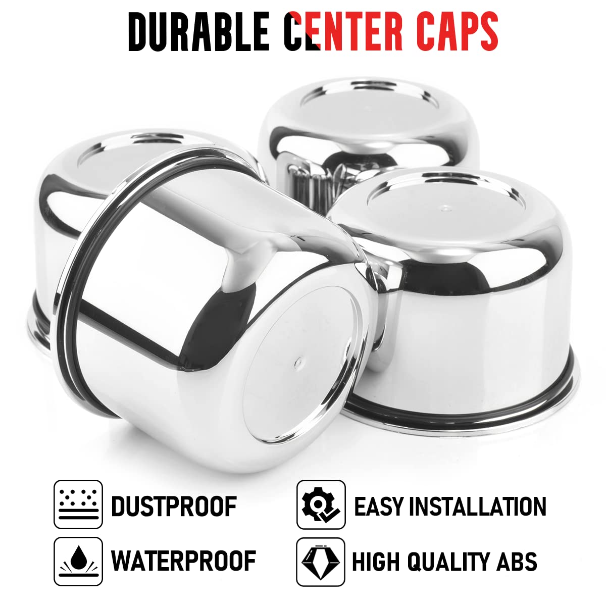 Set Di 4 Coprimozzi Per Auto In ABS – Diametro 54 Mm, Colore Argento, Universali