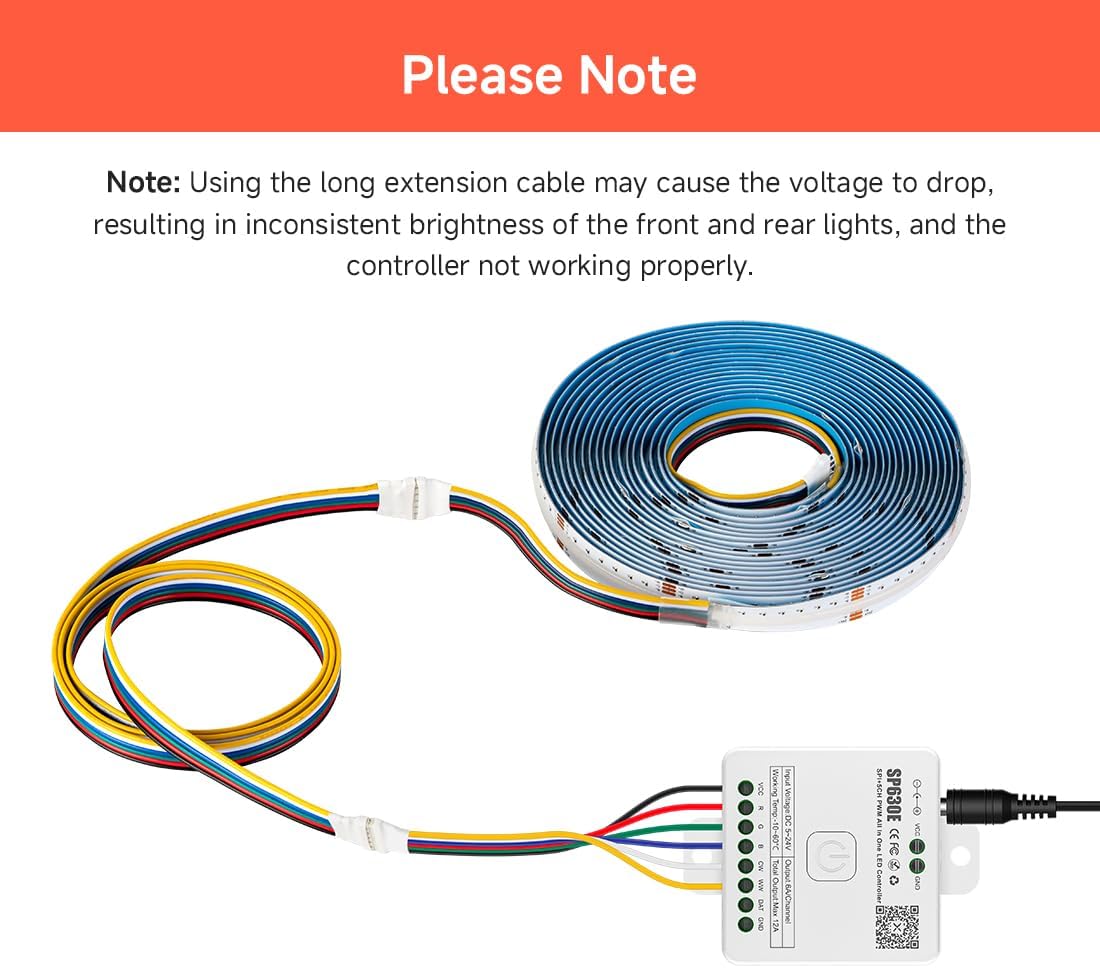 5pcs 22AWG 6 Pin JST Male Female Plug LED Connector 6.56ft(2m) Extension Cable for RGBCCT w/5in1 Tuya Zigbee LED Controller LM052