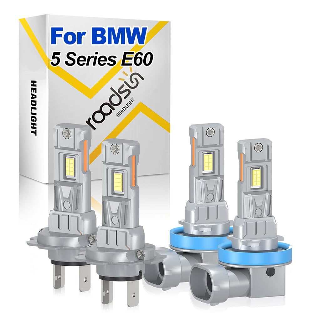 Bombillas LED Para Faros, 120W, 6000K Blanca, H7 H11 Luz de carretera y luz de cruce, Luces LED anti-deslumbramiento, tubo de cobre único, For BMW 5 Series E60 2003-2010