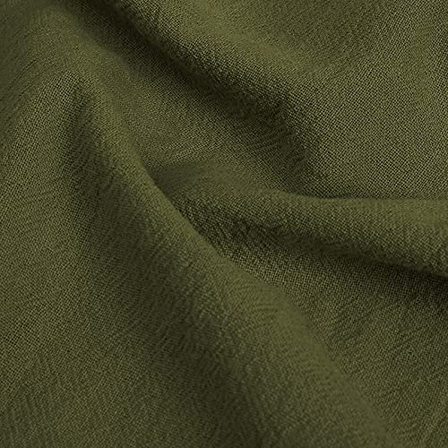 Outtop Womens Capri Pants Summer Casual Cotton Linen Elastic Waist Cropped Pants Solid Harem Pants With Pockets (L, Army Green) #TOP5