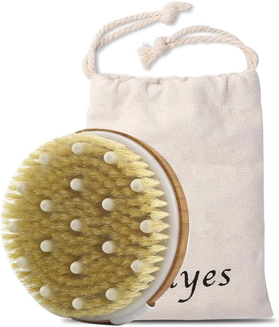 Ithyes Dry Brushing Body Brush Exfoliating Brush Natural Bristle bath Brush for Remove Dead Skin Toxins Cellulite,Treatment,Improves Lymphatic Functions,Exfoliates,Stimulates Blood Circulation