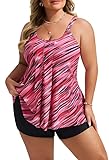 Hanna Nikole Badekleid Damen GroßE GrößE Tankini Zweiteiliger FließEnd Tankini Tops Und High Waist Badeshorts Komfortabel Bauchweg Badeanzug Bademode Verstellbareelegant Schwimmanzug