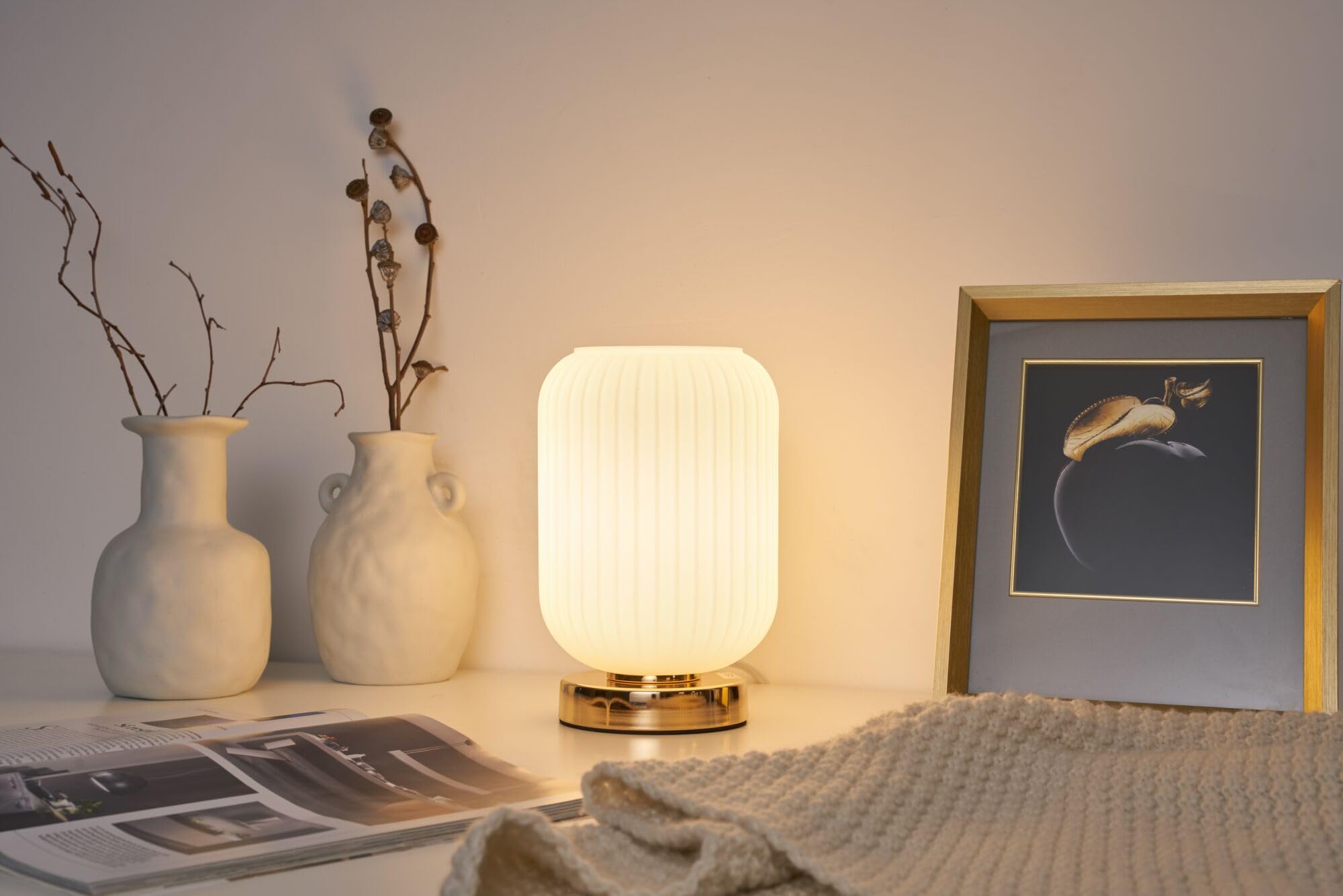 Pauleen Paulmann 48193 Noble Purity Tischleuchte max. 20 Watt Weiß, Champagnergold Glas, Metall E27