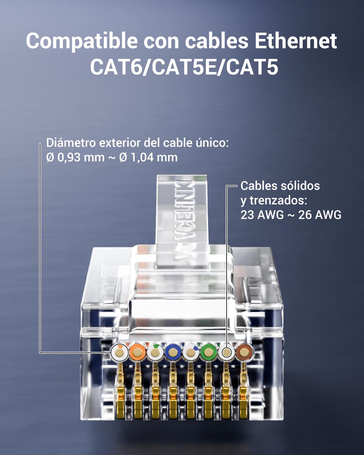 VCELINK Pinza Crimpatrice RJ45 con 50X Connettori RJ45 CAT6 Passanti