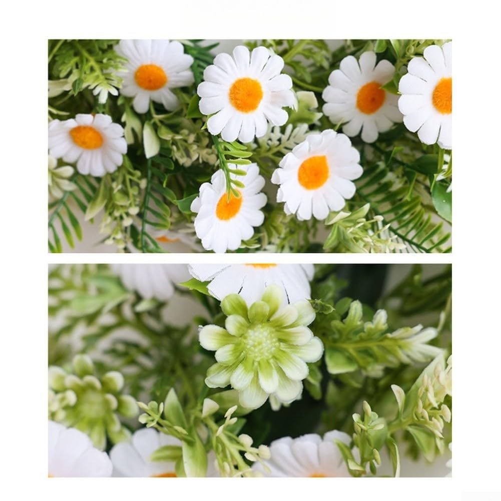 Künstlicher weißer Chrysanthemenkranz, moderne Frühlingsblumen, Türdekoration, Kunststoff-Blumengirlande für Zuhause, Wandtisch, 40 cm