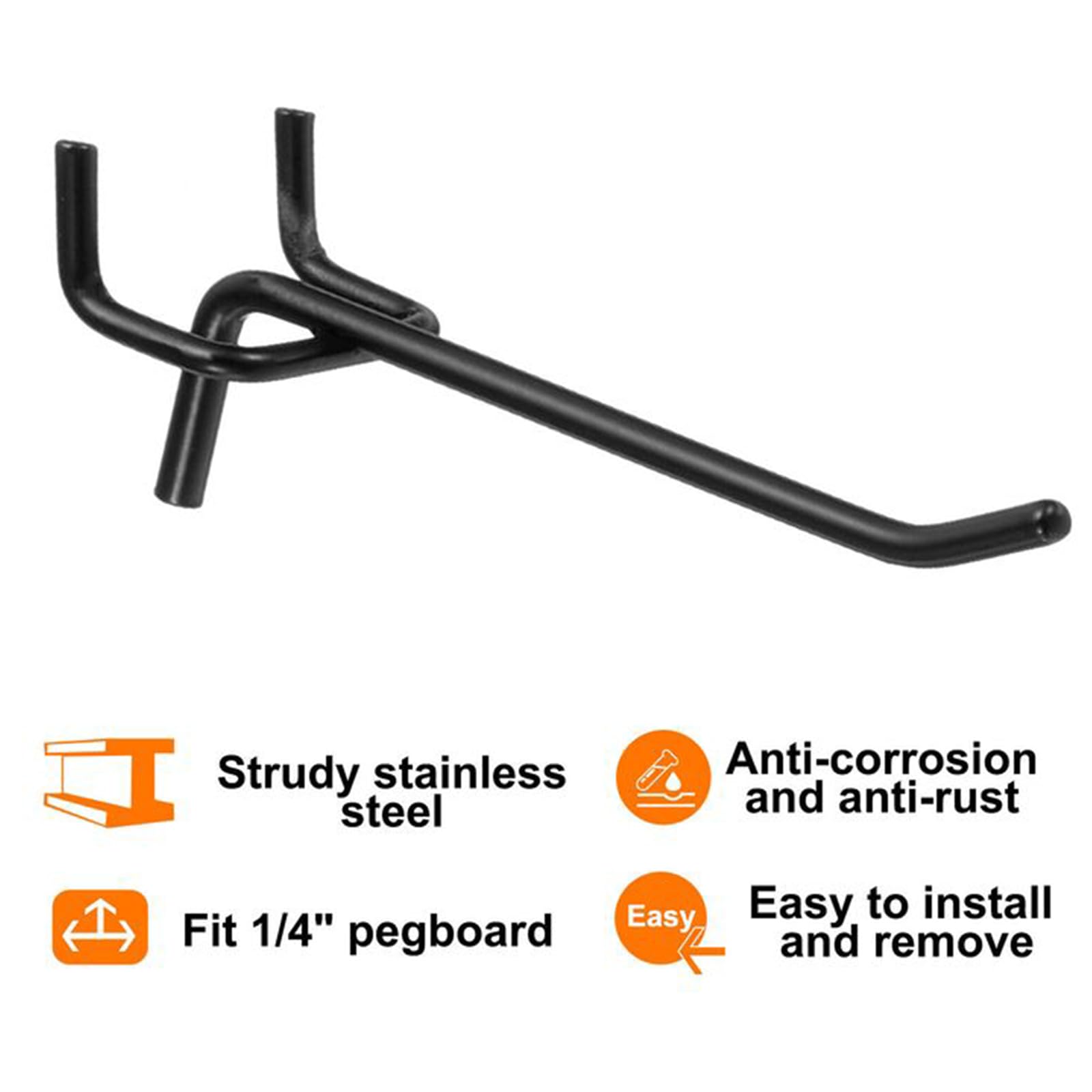 60 ganci per parete forata, 15 cm, 10 cm, 5 cm, per parete degli attrezzi e accessori da officina. Questi ganci per parete forata sono ideali come accessori per garage, distanza tra i fori di