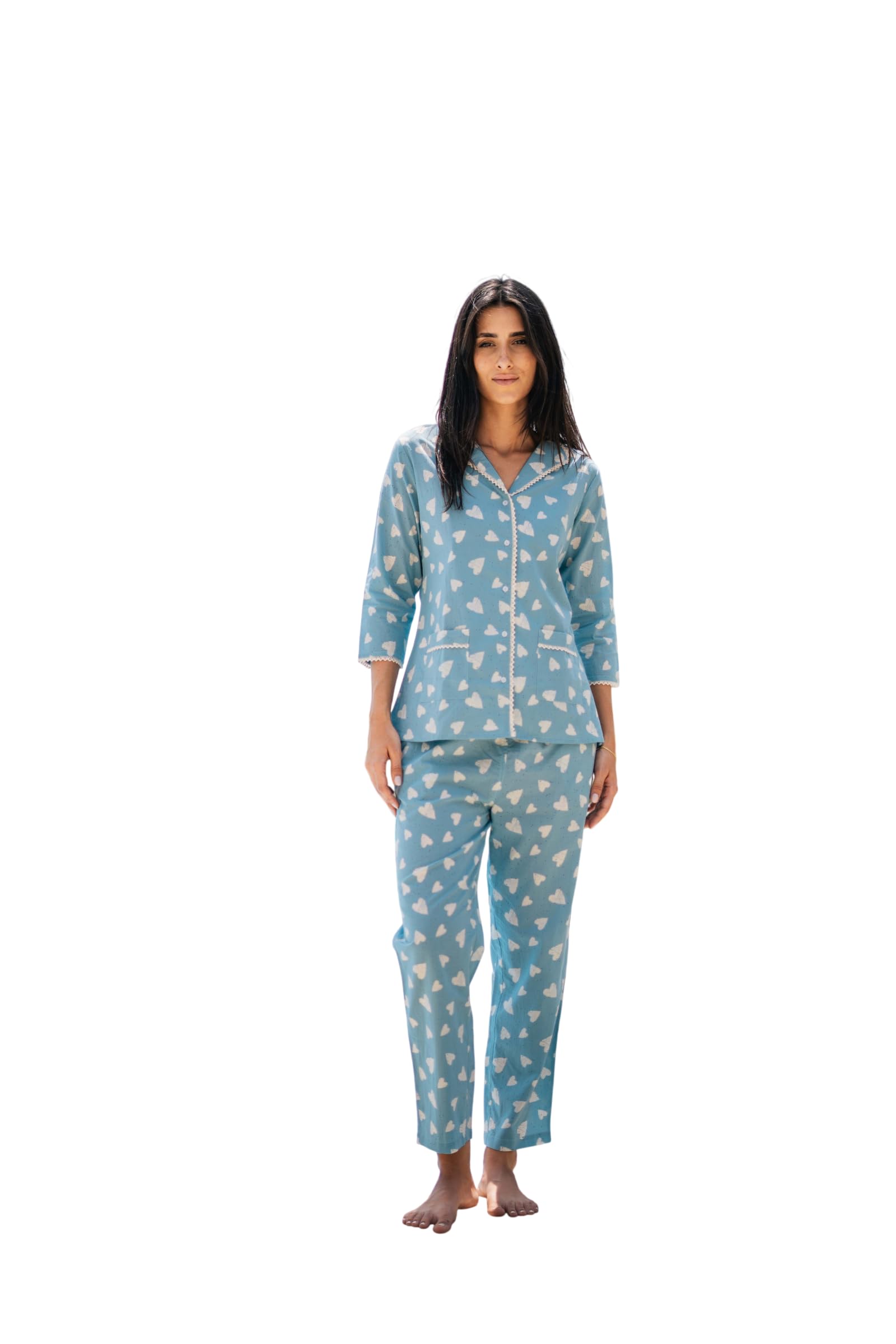 Women's Premium 100% Cotton Night Suit Set | Soft & Breathable Top and Pyjama Set | Comfortable Sleepwear, Loungewear and Home Wear for Women | Relaxed Fit Everyday Nightwear-picture-35