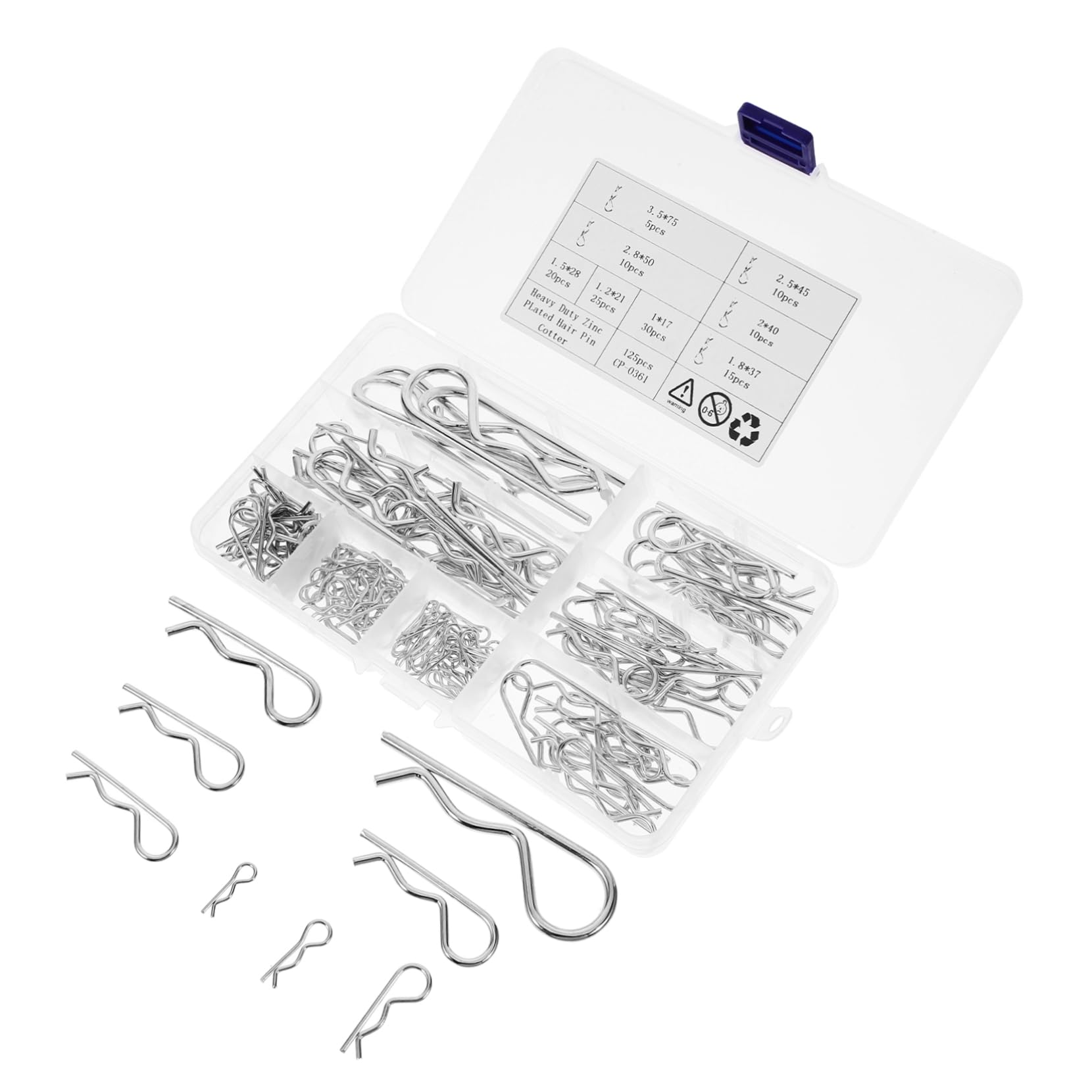 ULTECHNOVO Kit 125 Pezzi Coppiglie a Forma di Metallo Inossidabile Installazione Facile e Antisvitamento, per Riparazioni Macchinari e Attrezzature Meccaniche