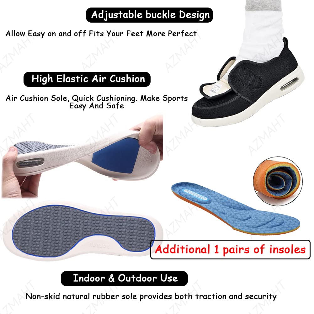 AEHO Adulto Scarpe Ortopediche Elasticizzate Dispositivo Medico Classe 1 Scarpe Ortopediche Plantare Estraibile Scarpa Ortopedica Made in Italy Ideale Come Scarpa da Riabilitazione,Nero,46 EU