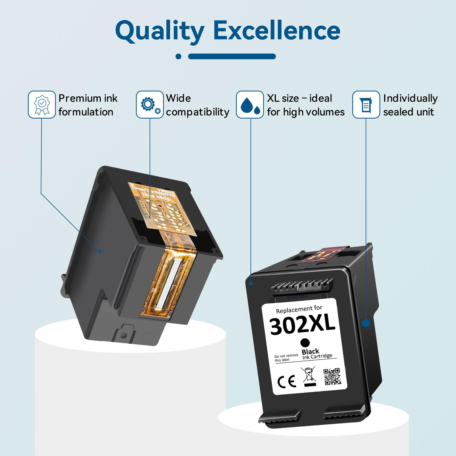 Neiber 302XL Wkłady atramentowe kompatybilne z HP 302XL, 302XL do wkładów HP 302 do OfficeJet 3833 3831 3835 5230 5232 4650 3830 DeskJet 3639 3630 2130 363636 Opakowanie 4 szt. 527 4524 4520 4521
