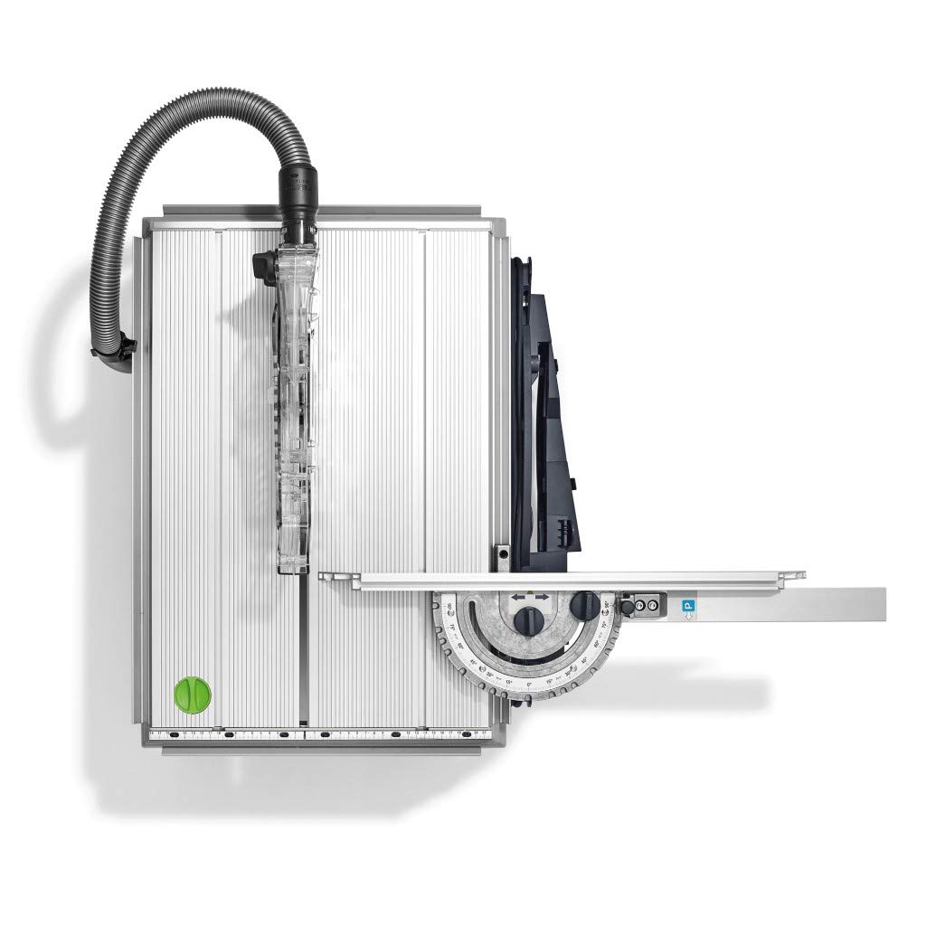 Festool CS 50 EBG-Set Sierra de Mesa Circular Compacta 1200 W | Sierra de mesa plegable con mesa deslizante, tope angular y hoja HW 190 mm – set completo profesional