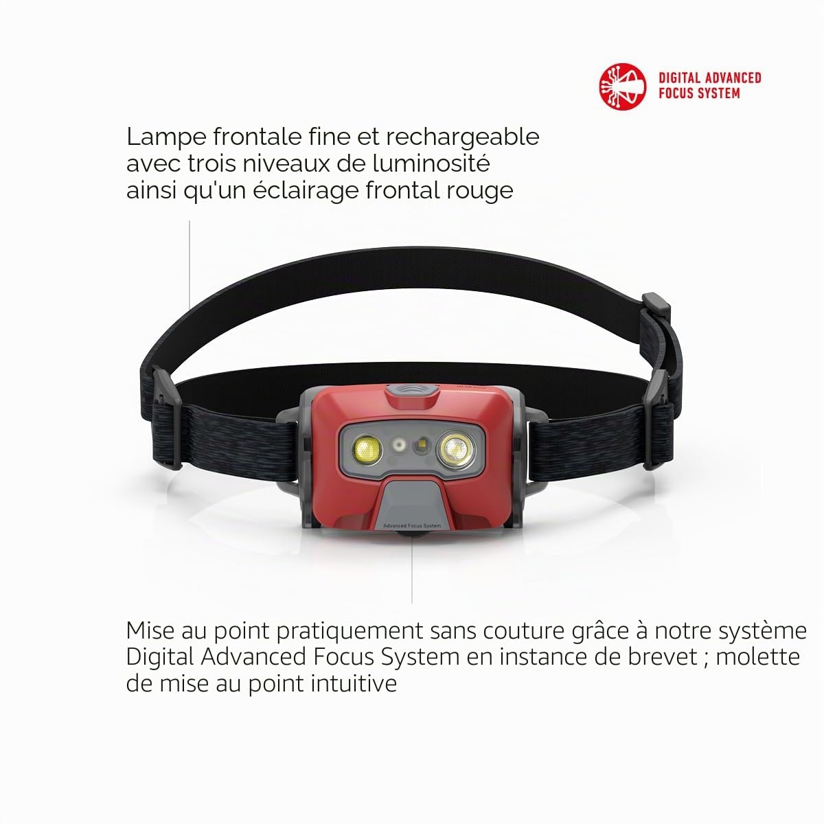 Ledlenser HF6R Core Lampe frontale rechargeable, 800lm, 126g, 160m, IP68 | Jusqu'à 60 h d'autonomie, USB-C, 5 modes dont lumière rouge, lampe frontale étanche, pour camping, randonnée | 2023
