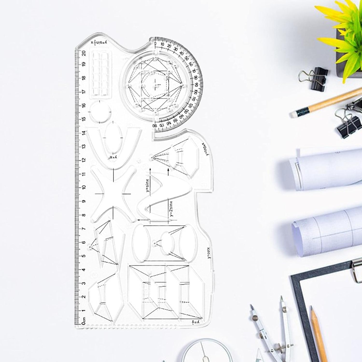 SAMVARDHAN Multifunctional Geometric Ruler Drawing Template for Sewing Office Form Work 10.3cmx21.5cm | Tools | Measuring & Layout Tools |Home & Garden |Measuring Tapes & Rulers 1