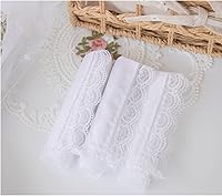 Vista 2 de Deeorla Pañuelo de encaje de algodón para mujer, pañuelos de boda blancos para mujer
