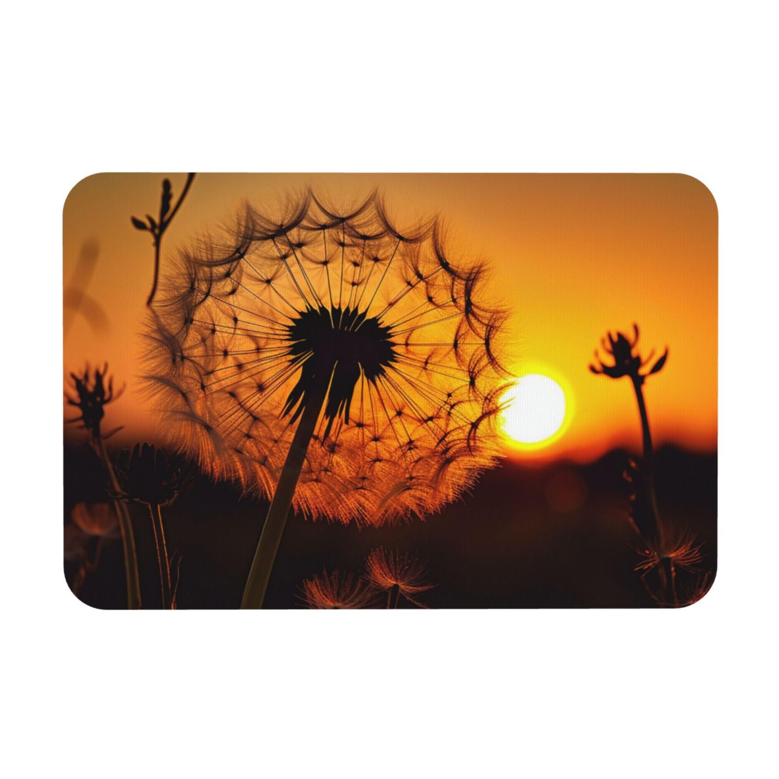 Tapis de bain en pierre de diatomée avec motif coucher de soleil et pissenlit