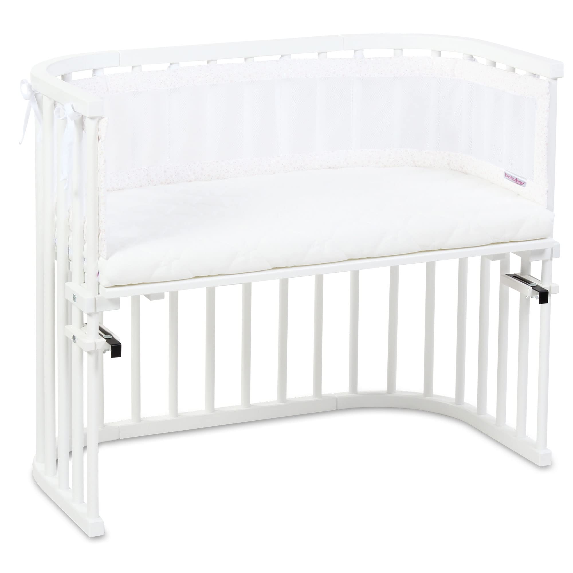 babybay Paracolpi in rete adatto per modello Maxi, Molle, Comfort e Comfort Plus, bianco con stelle glitterate rosa
