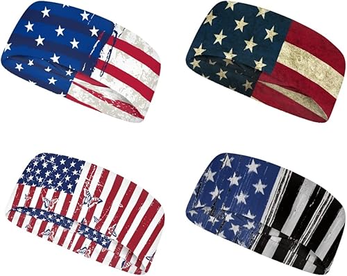 GLUDEAR Paquete de 4 diademas unisex para hombres y mujeres, con impresión 3D, para entrenamiento deportivo, de vaca, antideslizante, para correr,