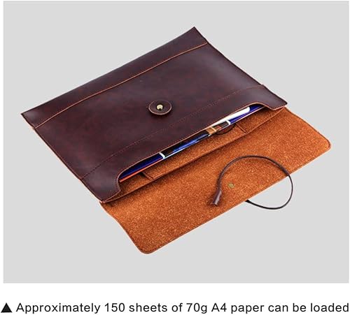 Miniatura 2 de hombres mujeres pu cuero multifunción oficina documentos bolsas A4 papel archivo bolsa sobre bolsa de conferencia, marrón, 13.8 "(L) x9.8" (H) x