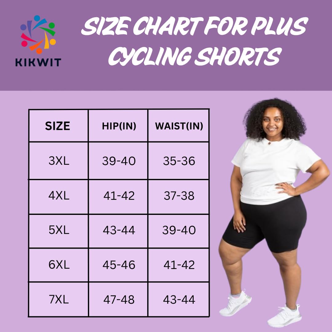 KIKWIT Plus Size Slip Shorts for Women, Running Shorts, Anti Chafing Boy Shorts, Cycling, Yoga, Gym, Workout, Biker, Under Dress Or Skirt Shorts (5XL, Black) 3