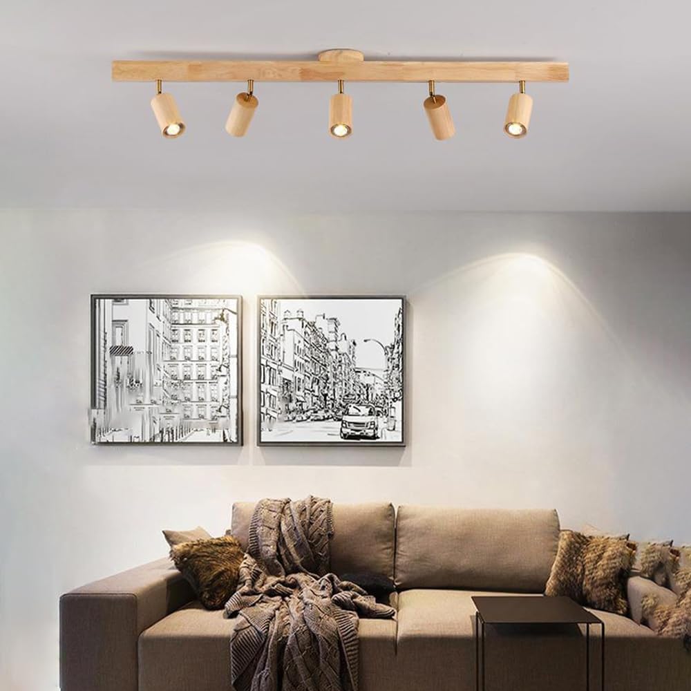 Faretti LED in Legno Faretti da soffitto Regolabili Faretti da Binario fissi Apparecchio di Illuminazione Luci girevoli da Parete Faretti direzionali Lampade Aent per Cucina Camera da Letto Soggi