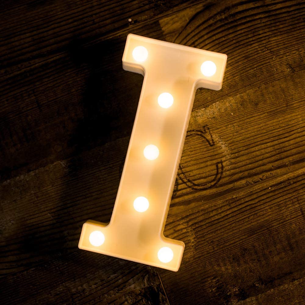 SATYAM KRAFT Acrylic 1 Pcs Marquee Alphabet Letter LED Light | Decorative Name Lamp for Home, Bedroom, Wedding, Birthday, Anniversary & Romantic Gift and Night and Wall Lamp (I, Big), White