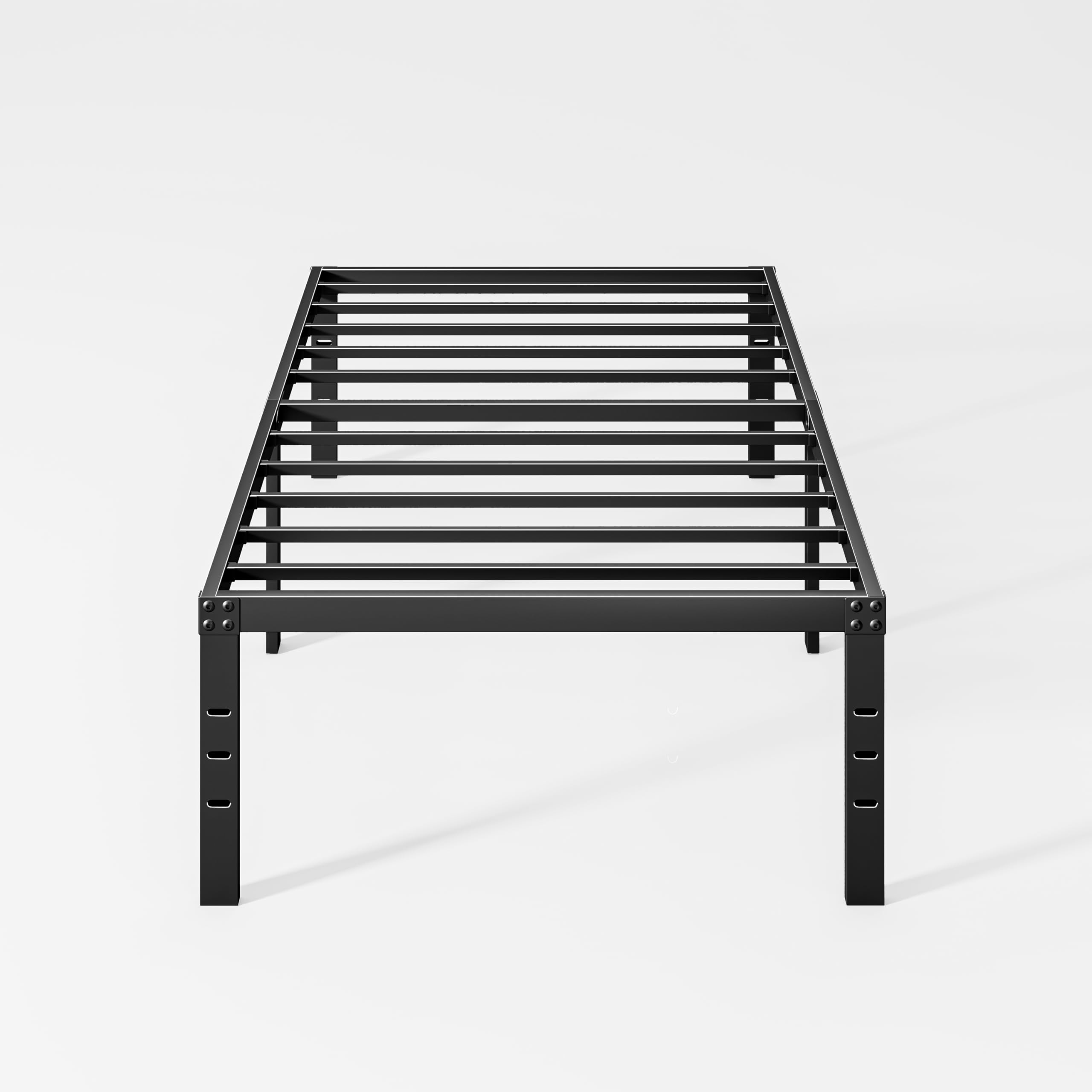 18 Inch Twin XL Bed Frame No Box Spring Needed, Metal Platform Single Bed Frame, Easy Assembly Heavy Duty Noise Free Tall Bed Frame, Black