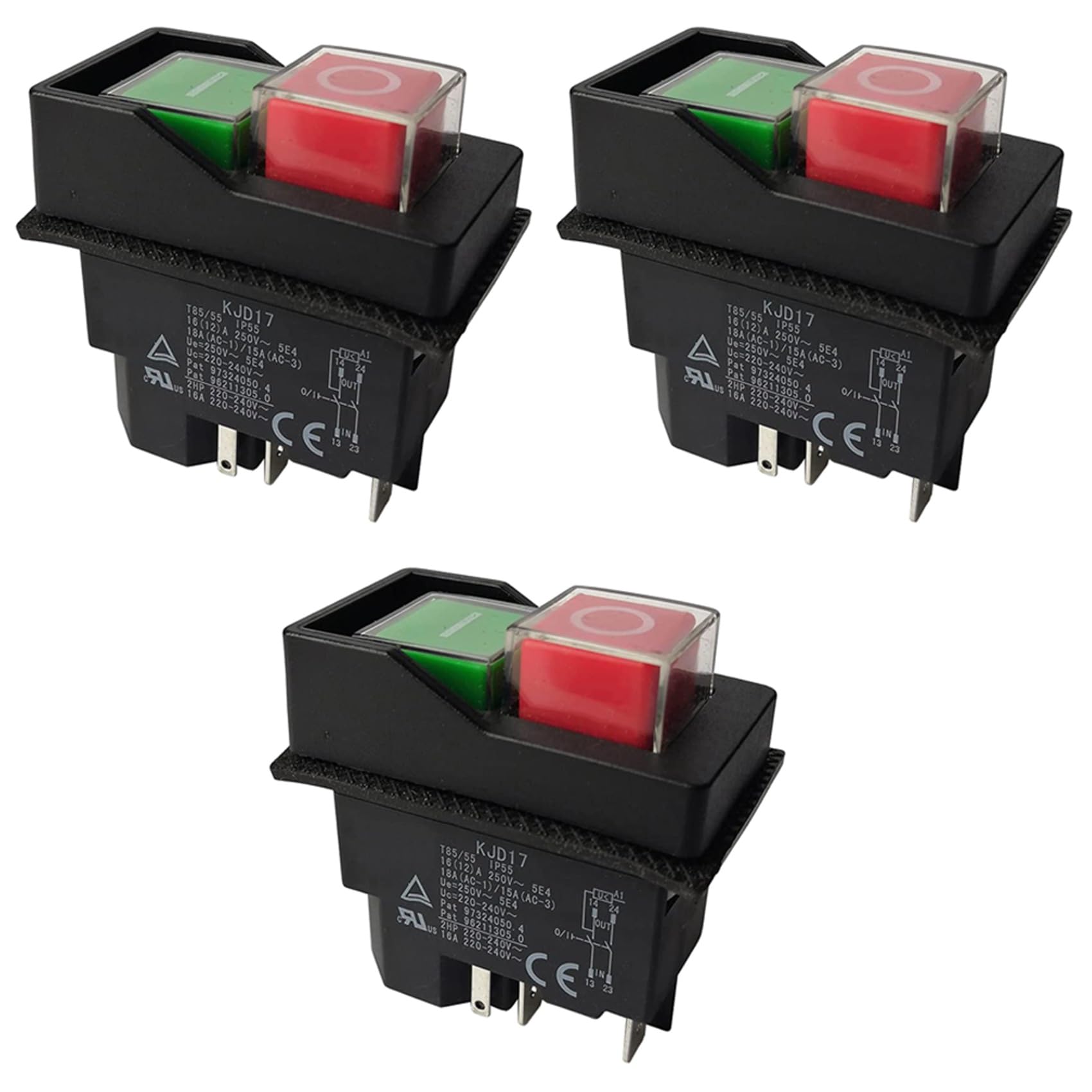 Interrupteur électromagnétique bouton-poussoir 220V KJD17 pour machine de jardin 5 pins