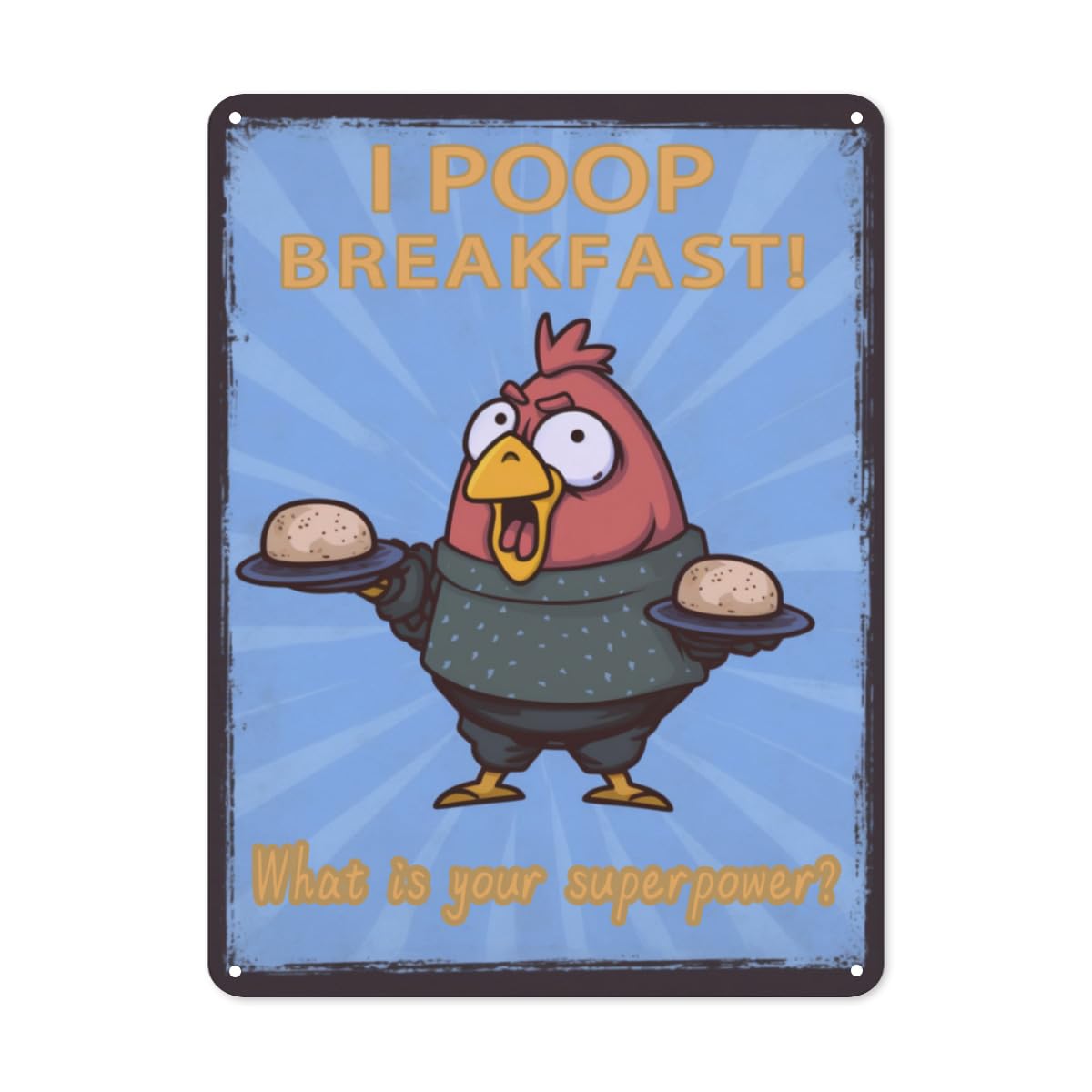 rayprint Chicken Laying Eggs Metal Tin Signs-Metal Tin Signs Exquisite Wall Art Decor Inspirational Gift Positive Affirmations Hanging for Office Classroom Home Living Room Bedroom Wall Decor 8"x12"