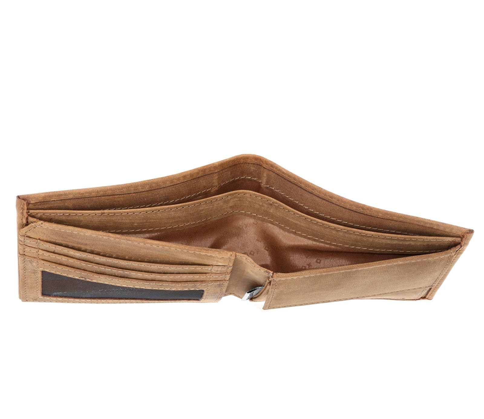 Oxmox Cuero Monedero Leather RFID Protect Querscheinbörse Freedom Anchor Embossed Vintage Light Brown marrón